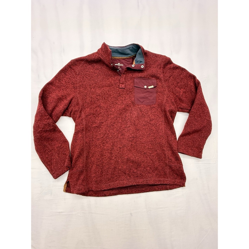 Woolrich Men's 1/4 Snap Red Pullover Hiking Size L Chest Pocket